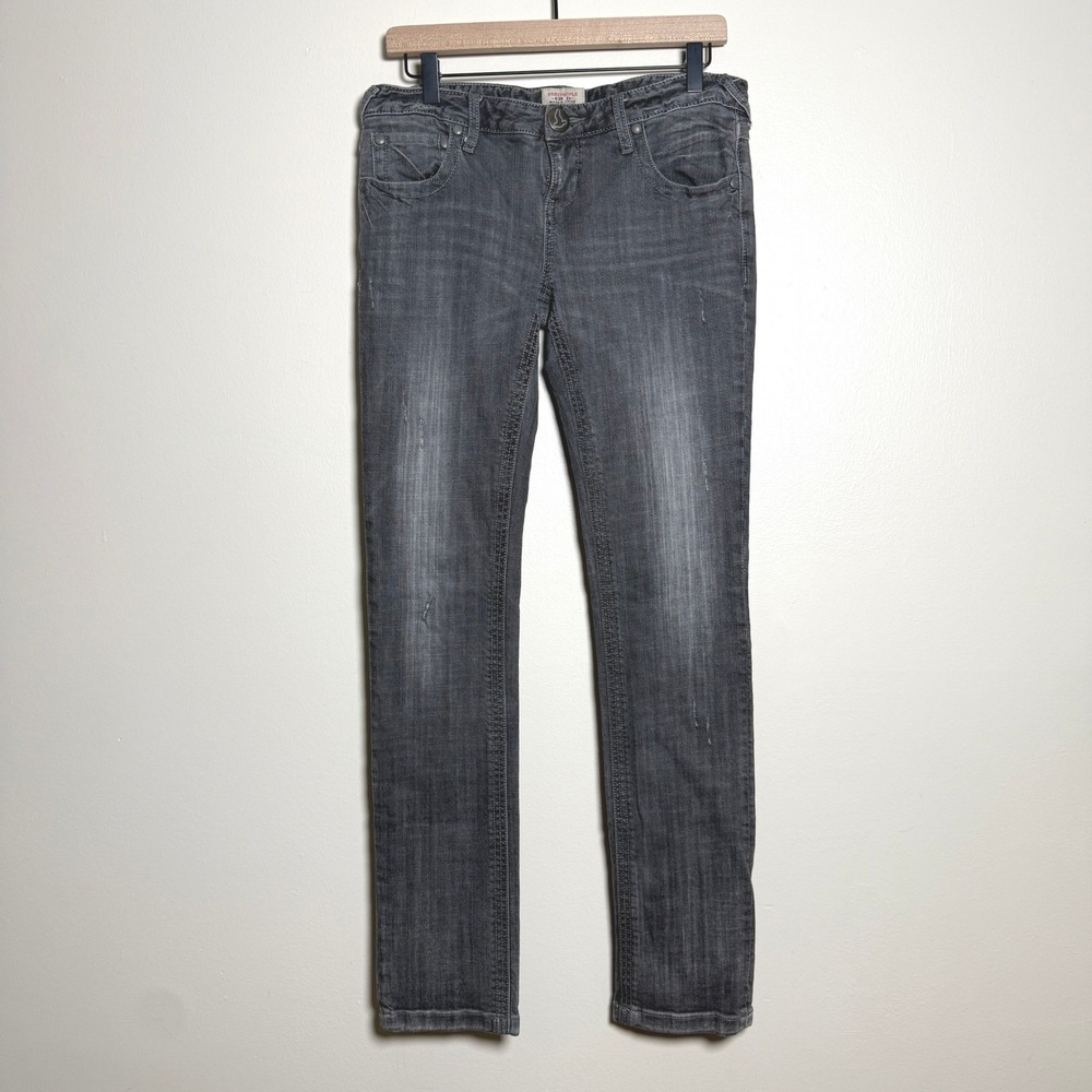 Free People Womens Charcoal Gray Faded Skinny Jeans Size 29 Distressed‎ Denim